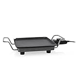 Princess 102210 Plancha compacta cuadrada con revestimiento antiadherente de doble capa, 1900 W, superficie de 28 x 28 cm, aluminio fundido, asas frías al tacto, termostato regulable