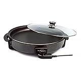 PAELLERA ELECTRICA SARTEN ELECTRICA TAMAÑO 42CM PROFUNDIDAD 7CM 1500W ANTIADHERENTE TERMOSTATO INDICADOR LED (42CM)
