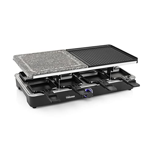 Tristar RACLETTE 2 X 23 X 23 CM PIEDRA SUPERFICIE 2X23X23 CM APTO PARA 8 PERSONAS 8 SARTENES PLACA DE COCCIÓN REVERSIBLE PLAC