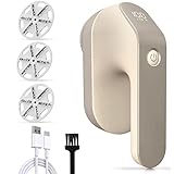 Quitapelusas Electrico de Ropa, Quita Bolas de La Ropa Recargable, con 3 Velocidades Ajustables, Depósito Extraíble, Pantalla LED, Removedor de Pelusas Eléctrico para Ropas y Muebles (Champagne)