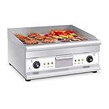 Royal Catering Fry Top Eléctrico Plancha Grill Cocina Parrilla Electrica Industrial RCG 60H2 (largo: 60 cm, 2 x 3.200 W, superficie de calentamiento: lisa,2 zonas de calentamiento)
