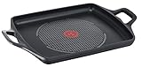 Tefal Aroma - Plancha 32 x 26 cm aluminio fundido, antiadherente revestimiento de titanio, aptas para todo tipo de cocinas, base gruesa adecuada para inducción, picos vertedores y asas de apoyo, Negro